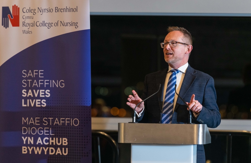 Russell George delivering a speech to the Royal College of Nursing.