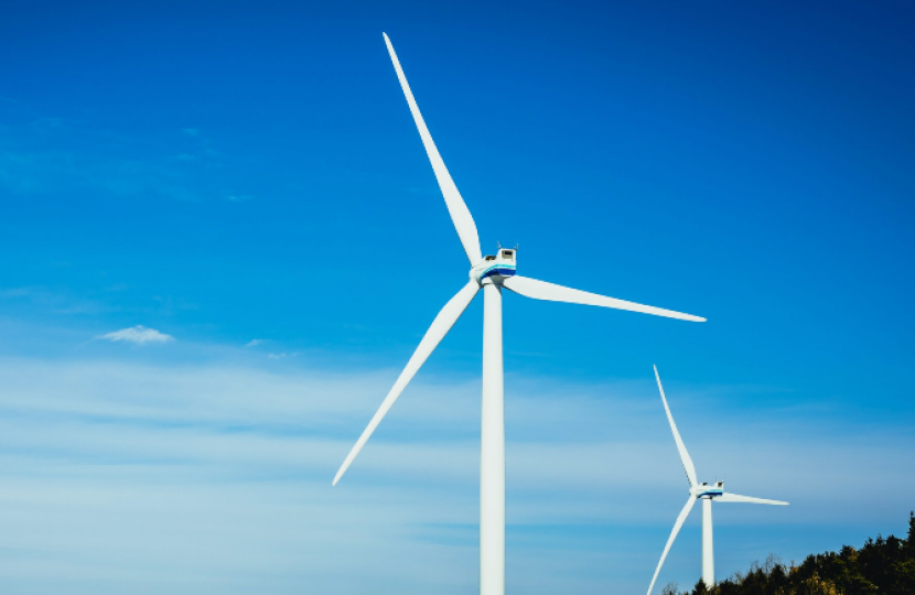 A wind turbine with three spokes.