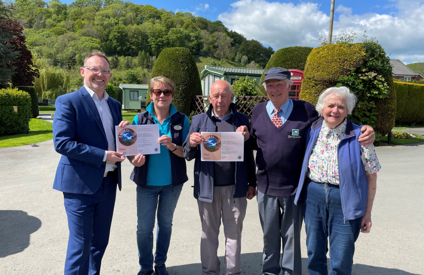 Russell George MS, Jayne Hollingworth, Mervyn Joseph, Alwyn Jones, and Olive Jones (left to right) 