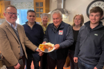 From left to right, Russell George MS, Jonathan Rees - Graig Farm Organics and breakfast host, Julie Turner - Russell George’s office, Wyn Williams - Montgomeryshire FUW County Chairman, Sally Rees - Graig Farm Organics and host, Maldwyn Rees - Graig Farm Organics and host