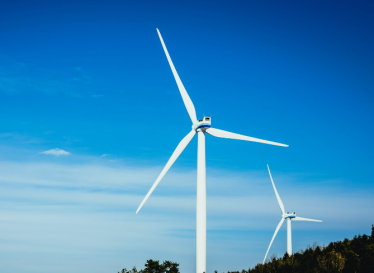 A wind turbine with three spokes.