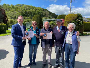 Russell George MS, Jayne Hollingworth, Mervyn Joseph, Alwyn Jones, and Olive Jones (left to right) 